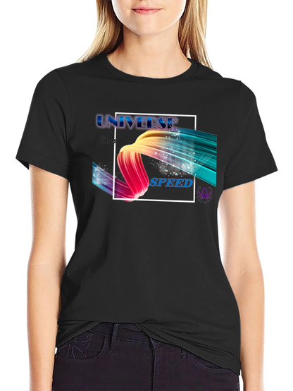 Camiseta Negra Universe Likes Speed Estampada