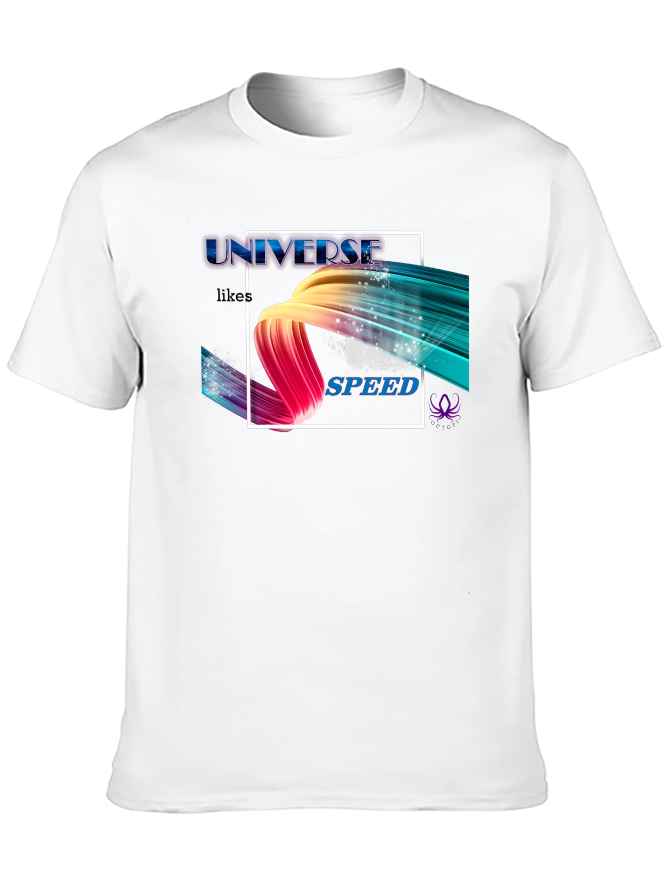 Camiseta Negra Universe Likes Speed Estampada