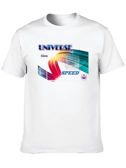 Camiseta Negra Universe Likes Speed Estampada