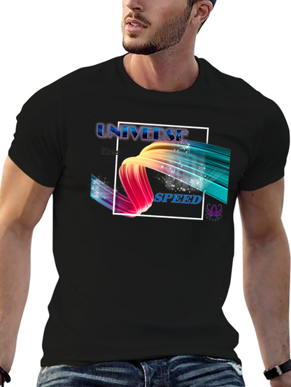 Camiseta Negra Universe Likes Speed Estampada