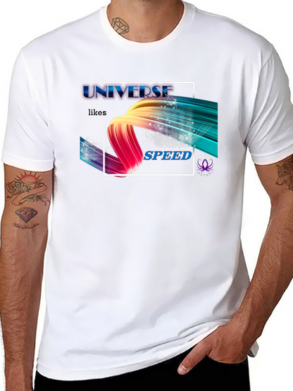 Camiseta Negra Universe Likes Speed Estampada