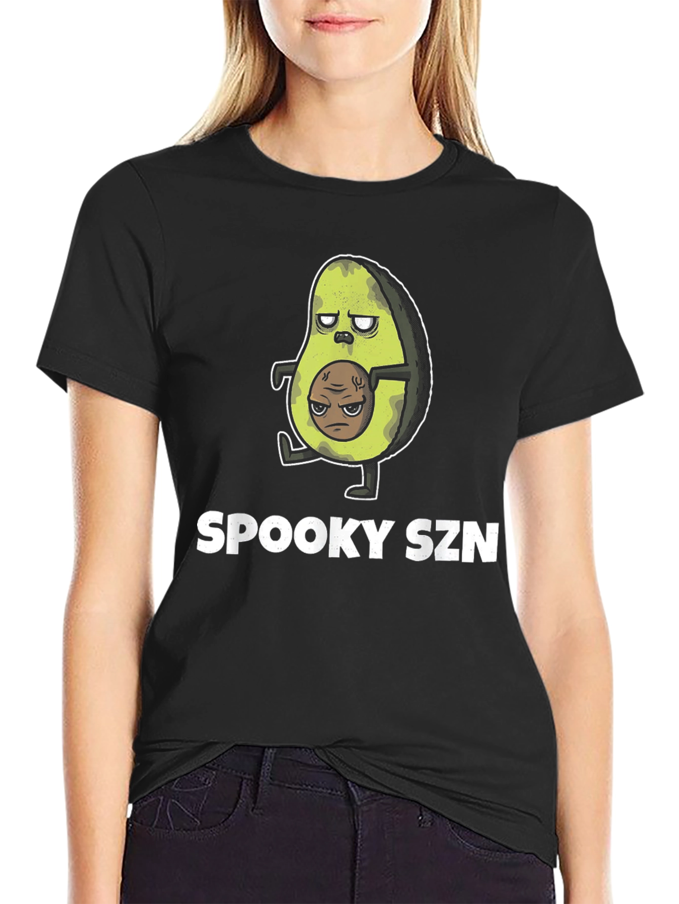 Camiseta Negra Spooky SZN Aguacate Zombie