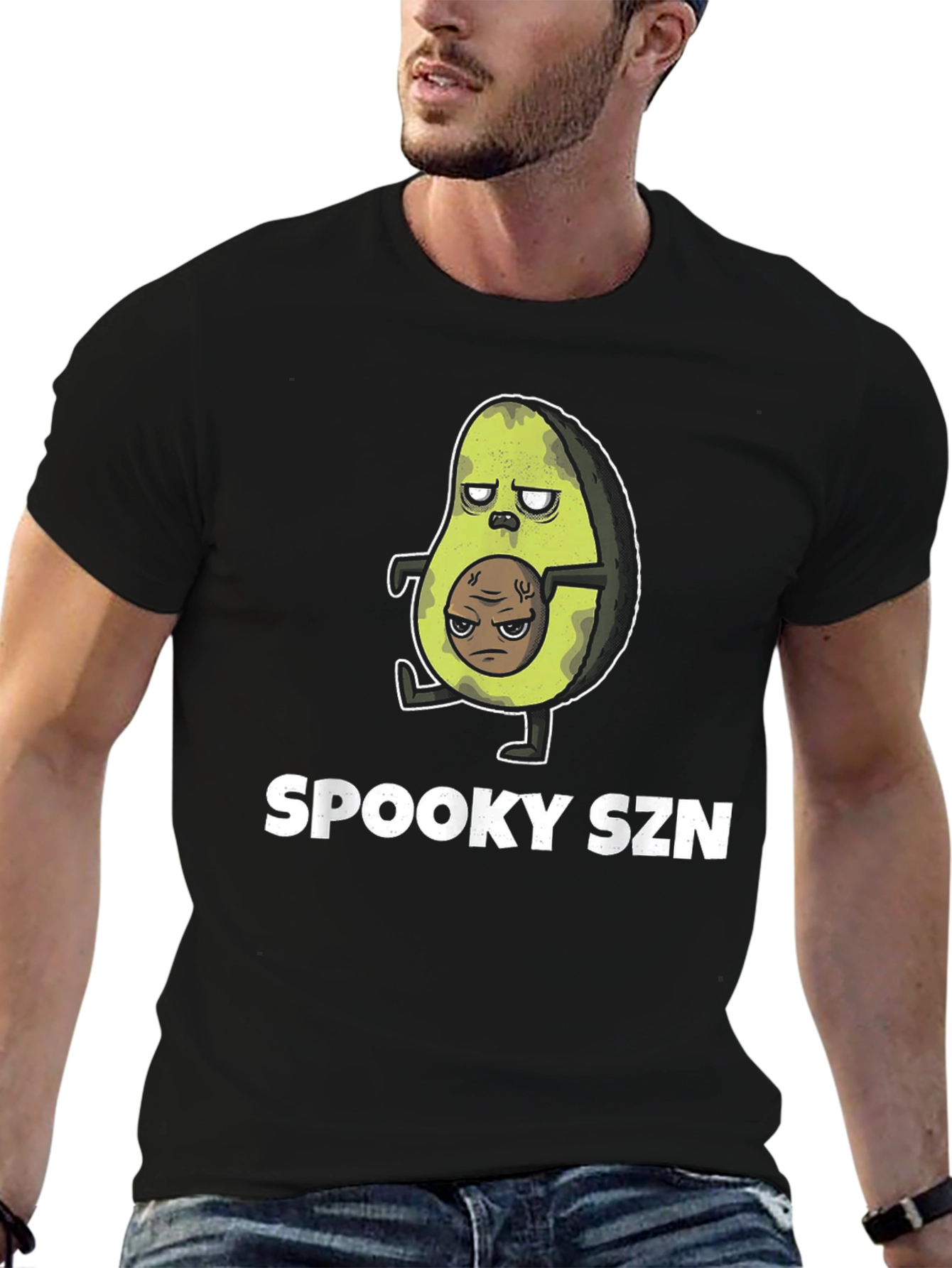 Camiseta Negra Spooky SZN Aguacate Zombie