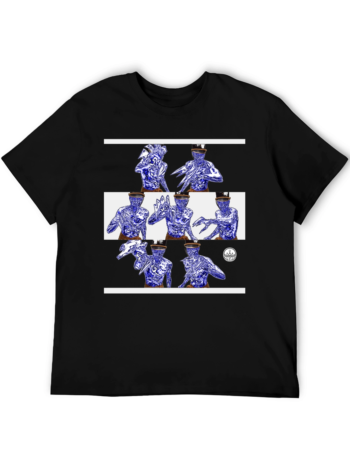 Camiseta Negra con Diseño Abstracto en Azul