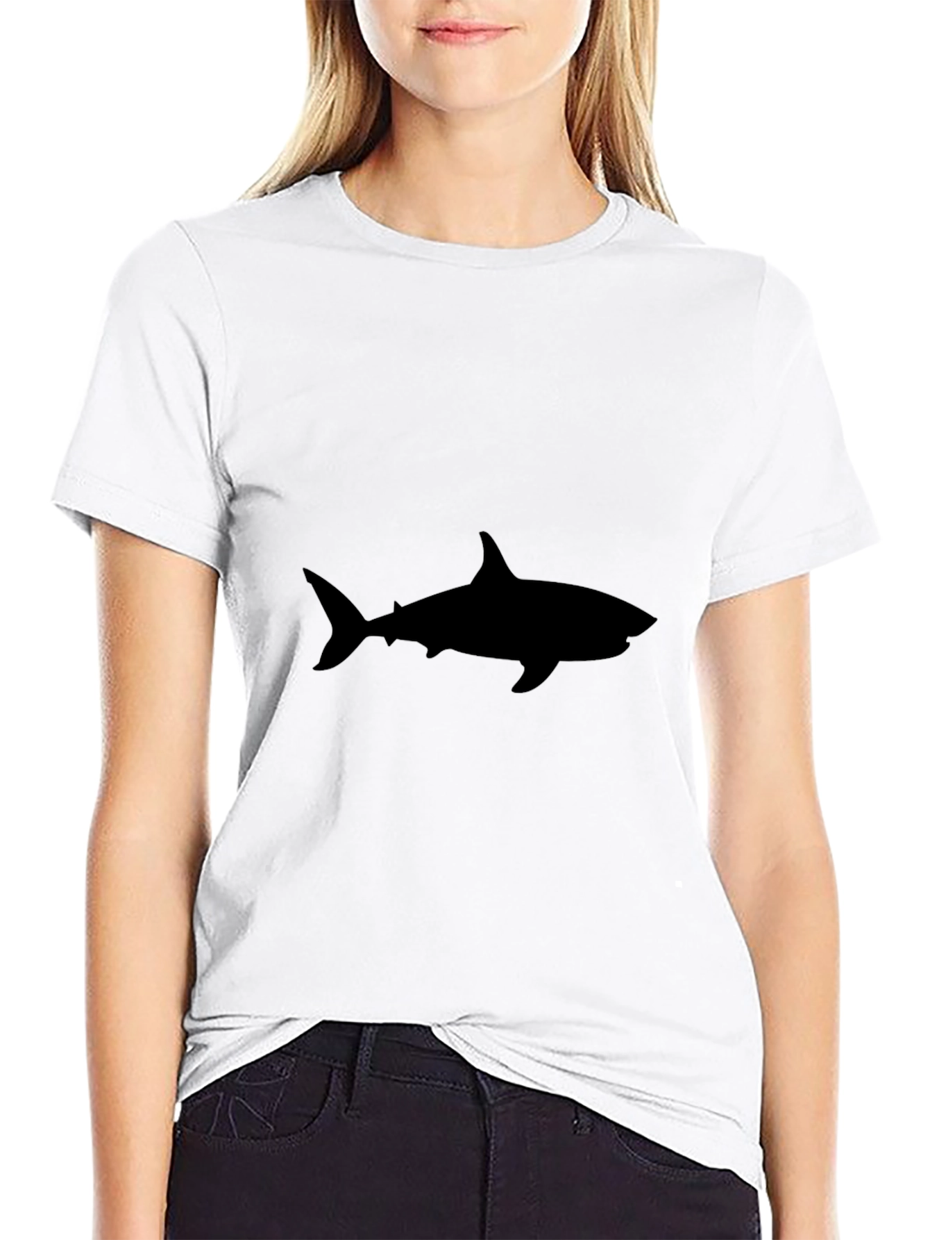 Camiseta Negra Hombre - Silueta Tiburón