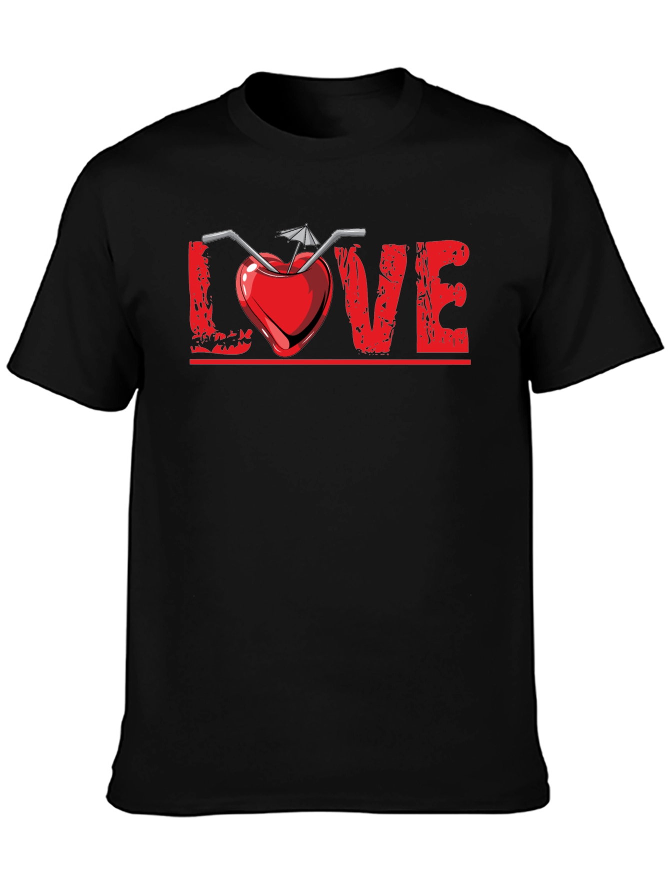 Camiseta Negra Diseño Amor Tropical