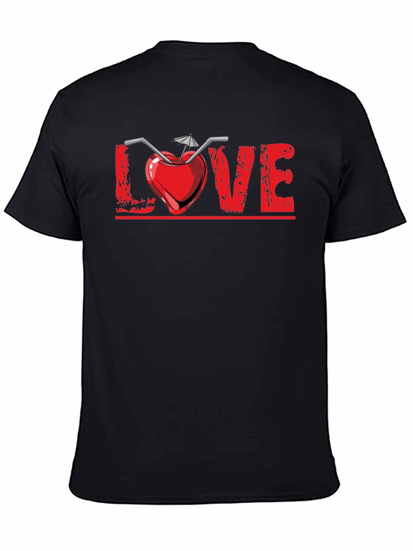 Camiseta Negra Diseño Amor Tropical