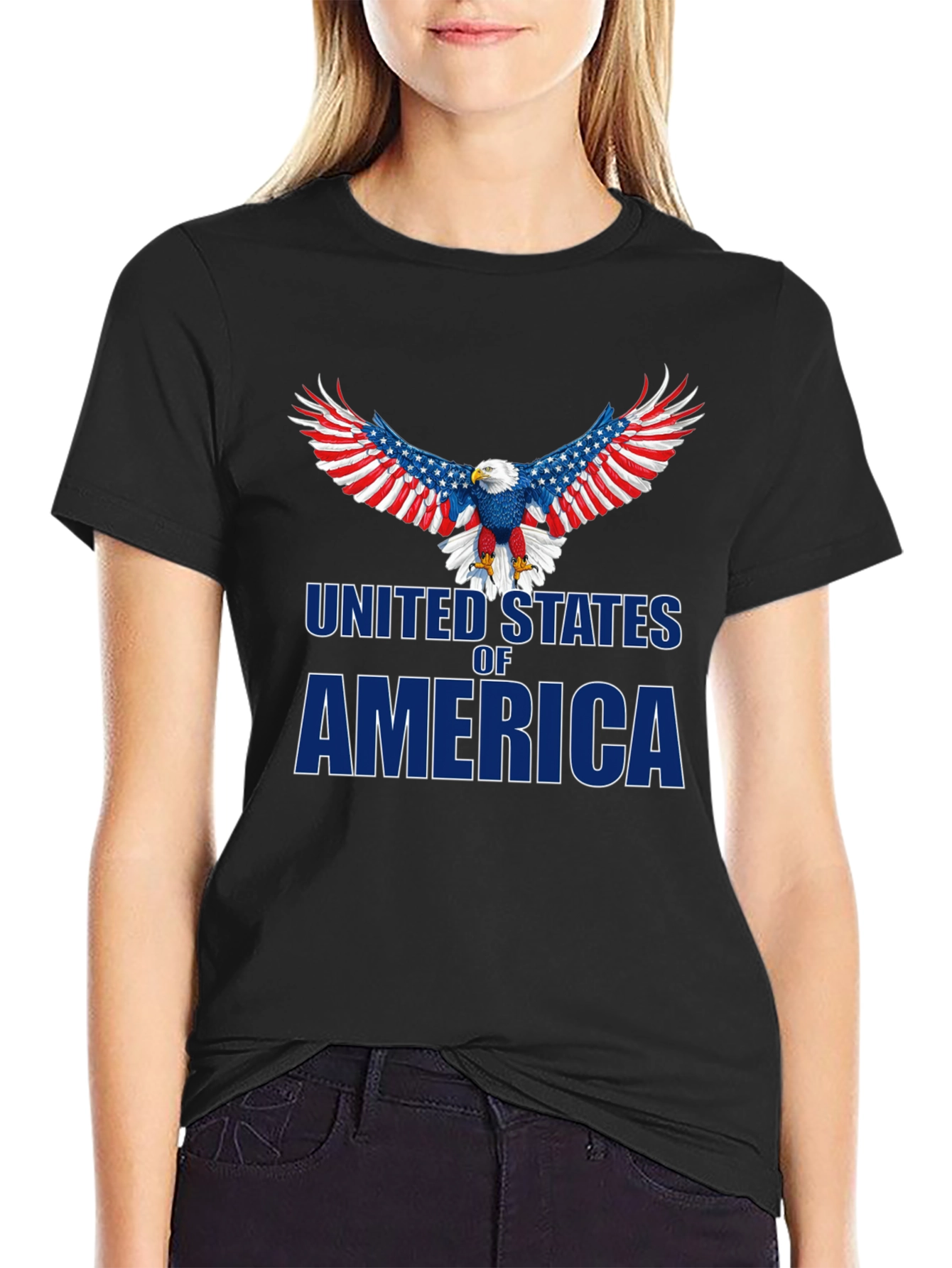 Camiseta Negra Águila USA Patriótica