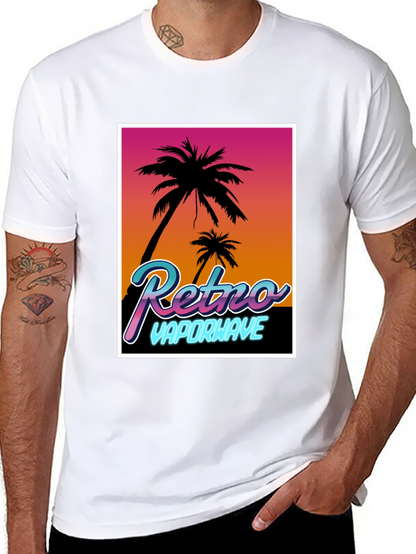 Camiseta Retro Vaporwave Palmeras Estilo Verano