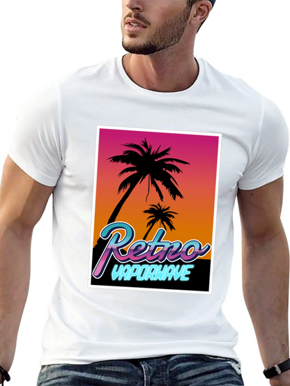 Camiseta Retro Vaporwave Palmeras Estilo Verano
