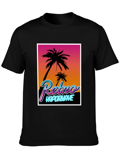 Camiseta Retro Vaporwave Palmeras Estilo Verano