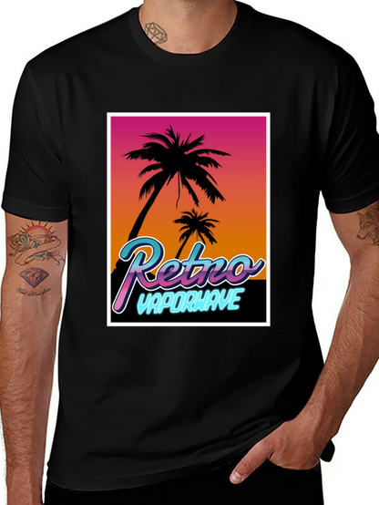 Camiseta Retro Vaporwave Palmeras Estilo Verano