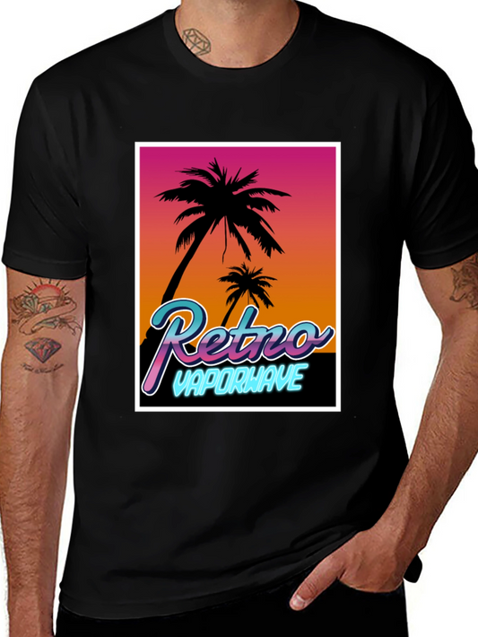 Camiseta Retro Vaporwave Palmeras Estilo Verano
