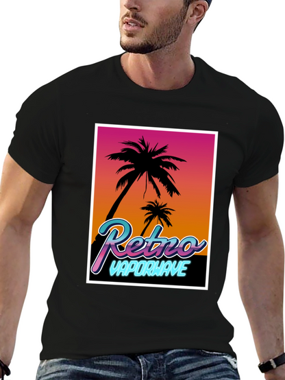 Camiseta Retro Vaporwave Palmeras Estilo Verano