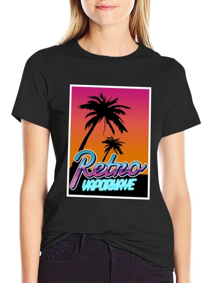 Camiseta Retro Vaporwave Palmeras Estilo Verano