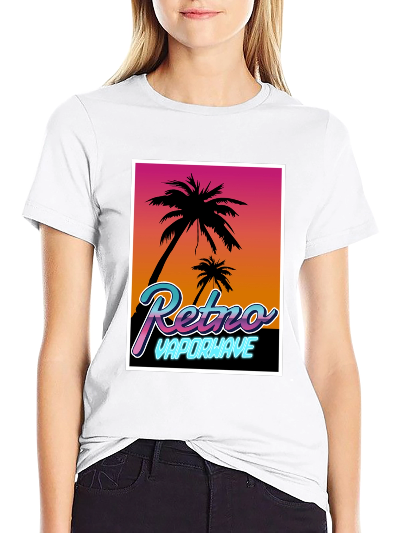Camiseta Retro Vaporwave Palmeras Estilo Verano