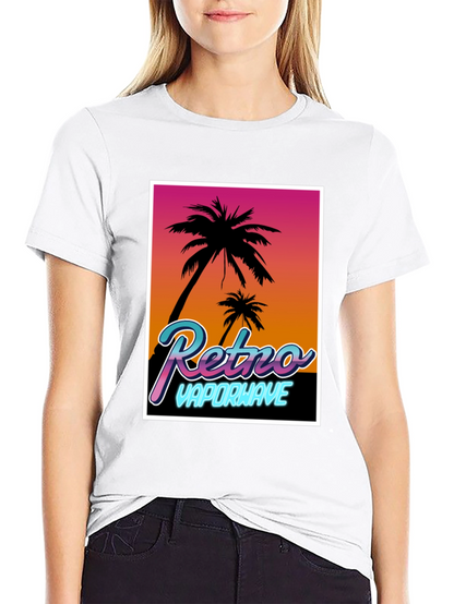 Camiseta Retro Vaporwave Palmeras Estilo Verano