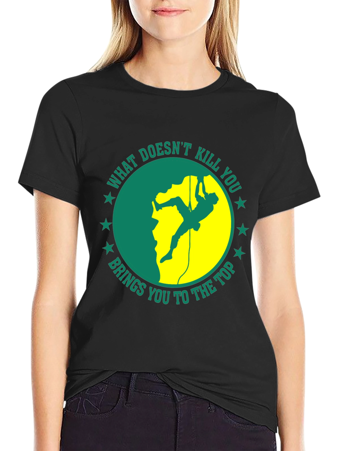 Camiseta Negra Motivacional de Escalada
