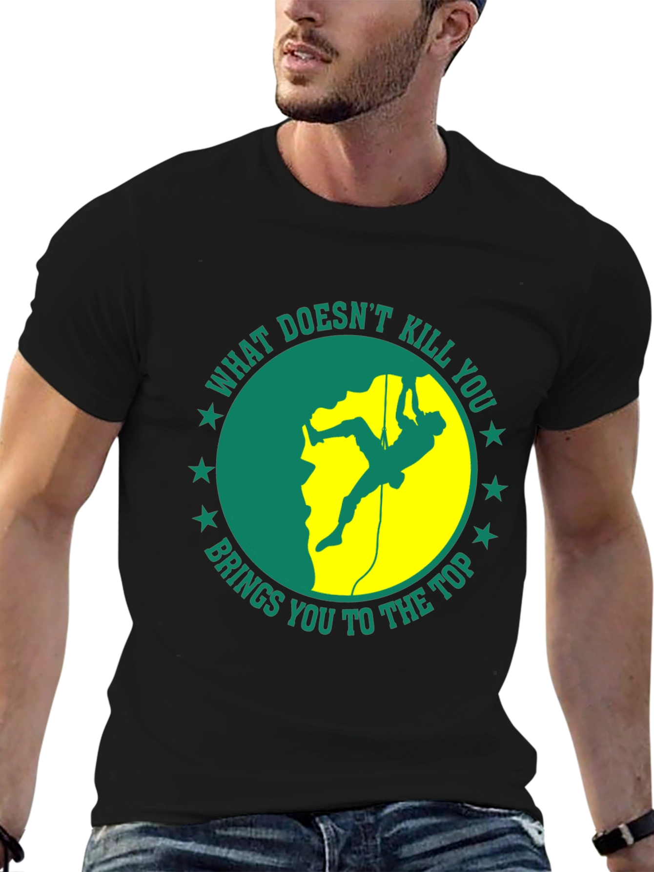 Camiseta Negra Motivacional de Escalada