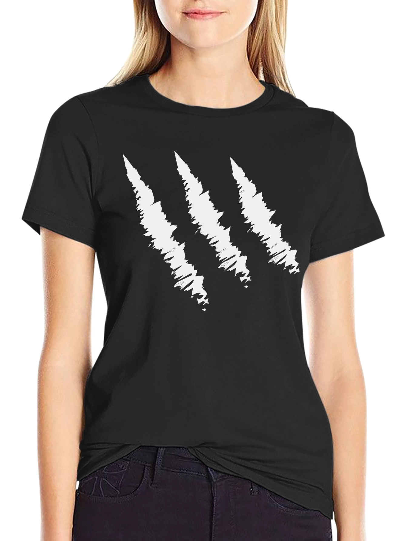 Camiseta Negra con Diseño de Garra Blanca