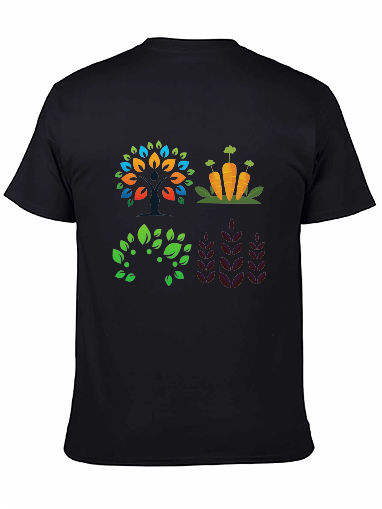 Camiseta Negra con Diseño de Naturaleza
