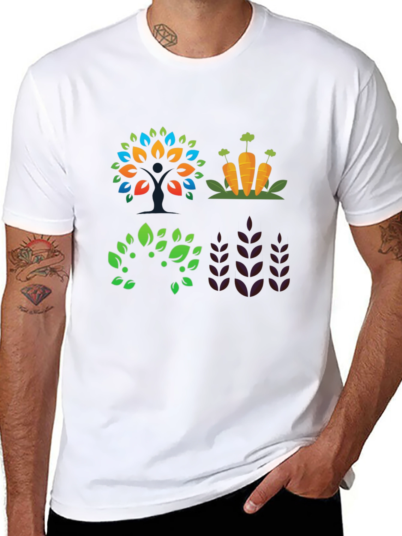Camiseta Negra con Diseño de Naturaleza