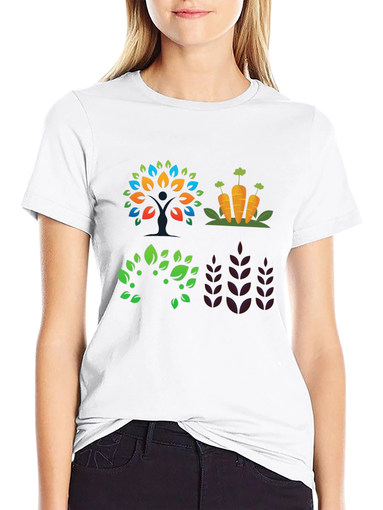Camiseta Negra con Diseño de Naturaleza