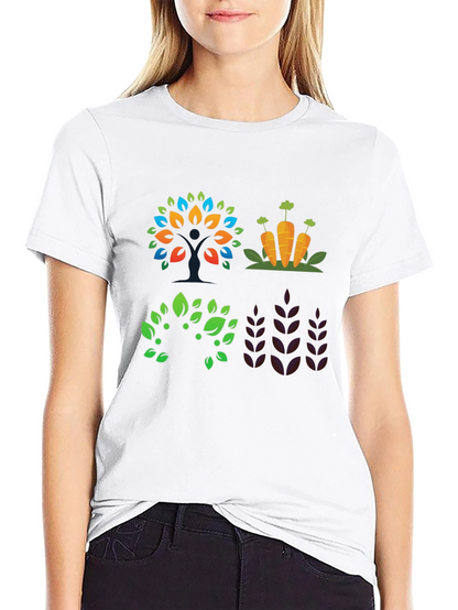 Camiseta Negra con Diseño de Naturaleza