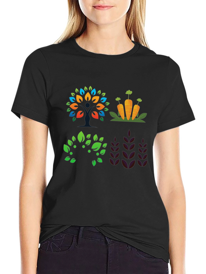 Camiseta Negra con Diseño de Naturaleza