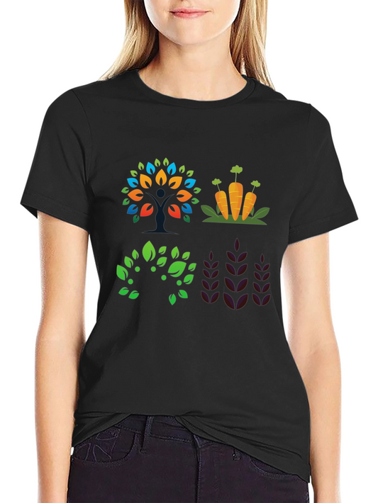 Camiseta Negra con Diseño de Naturaleza