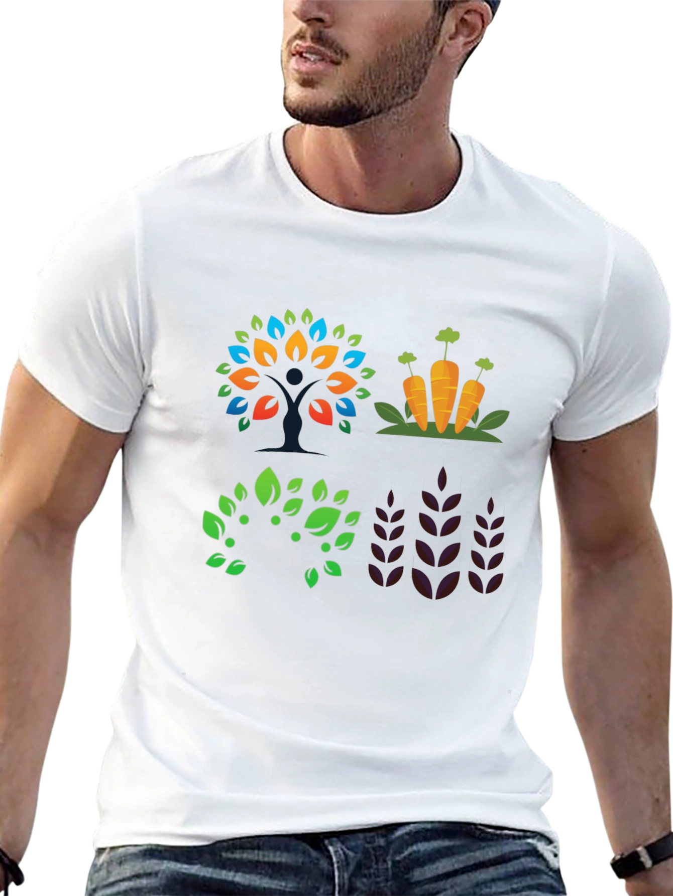 Camiseta Negra con Diseño de Naturaleza