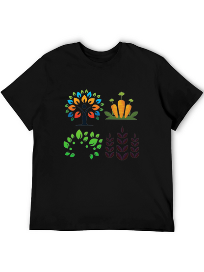 Camiseta Negra con Diseño de Naturaleza