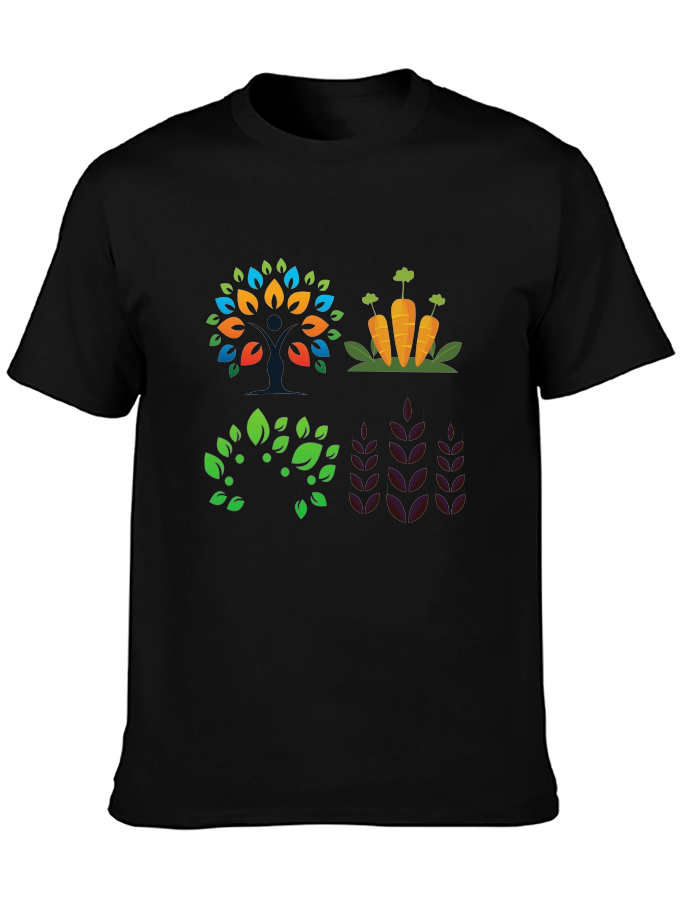 Camiseta Negra con Diseño de Naturaleza