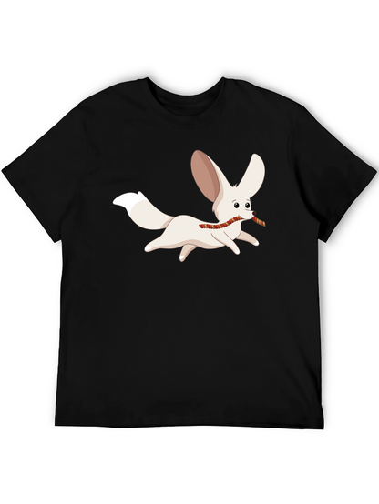 Camiseta Negra Hombre con Diseño de Zorro Fennec