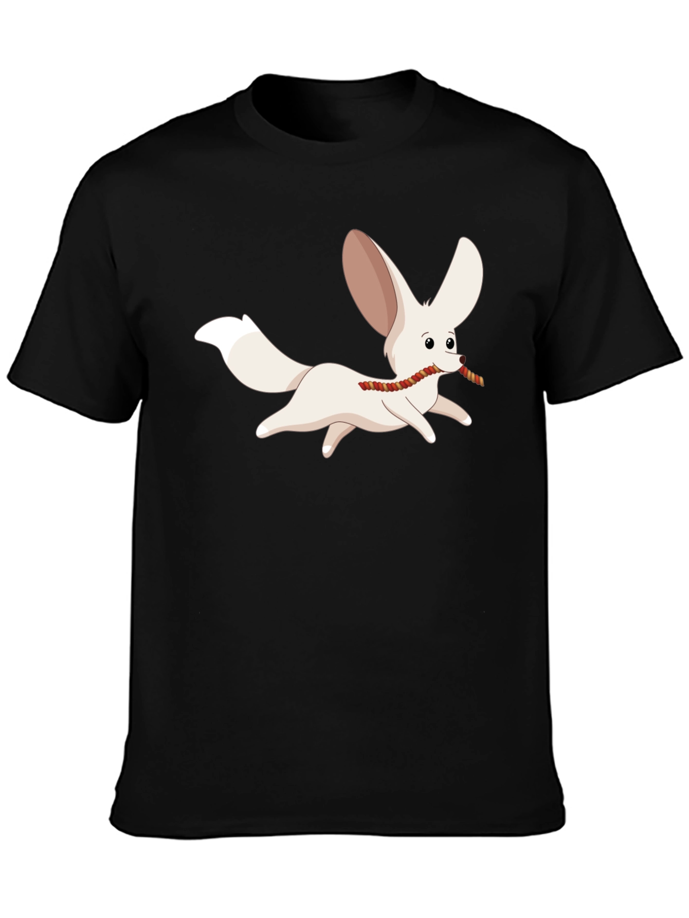 Camiseta Negra Hombre con Diseño de Zorro Fennec