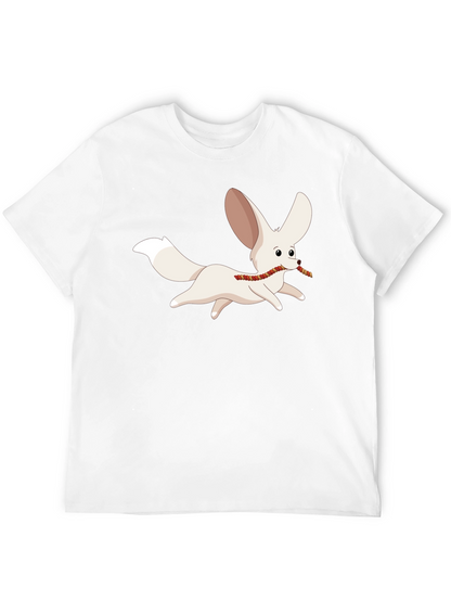 Camiseta Negra Hombre con Diseño de Zorro Fennec