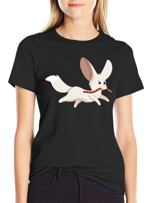 Camiseta Negra Hombre con Diseño de Zorro Fennec