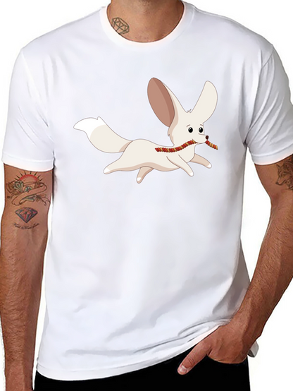 Camiseta Negra Hombre con Diseño de Zorro Fennec