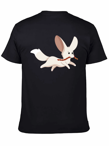 Camiseta Negra Hombre con Diseño de Zorro Fennec