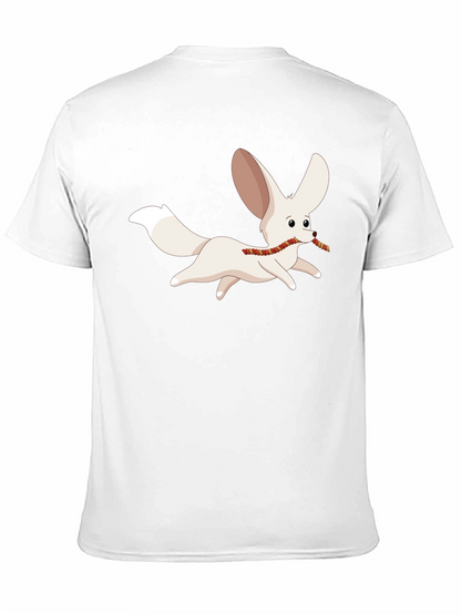 Camiseta Negra Hombre con Diseño de Zorro Fennec