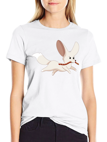 Camiseta Negra Hombre con Diseño de Zorro Fennec