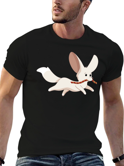 Camiseta Negra Hombre con Diseño de Zorro Fennec