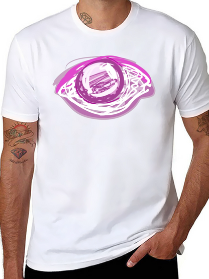 Camiseta Negra con Diseño de Ojo Abstracto Rosa