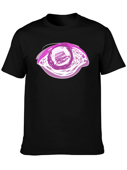 Camiseta Negra con Diseño de Ojo Abstracto Rosa