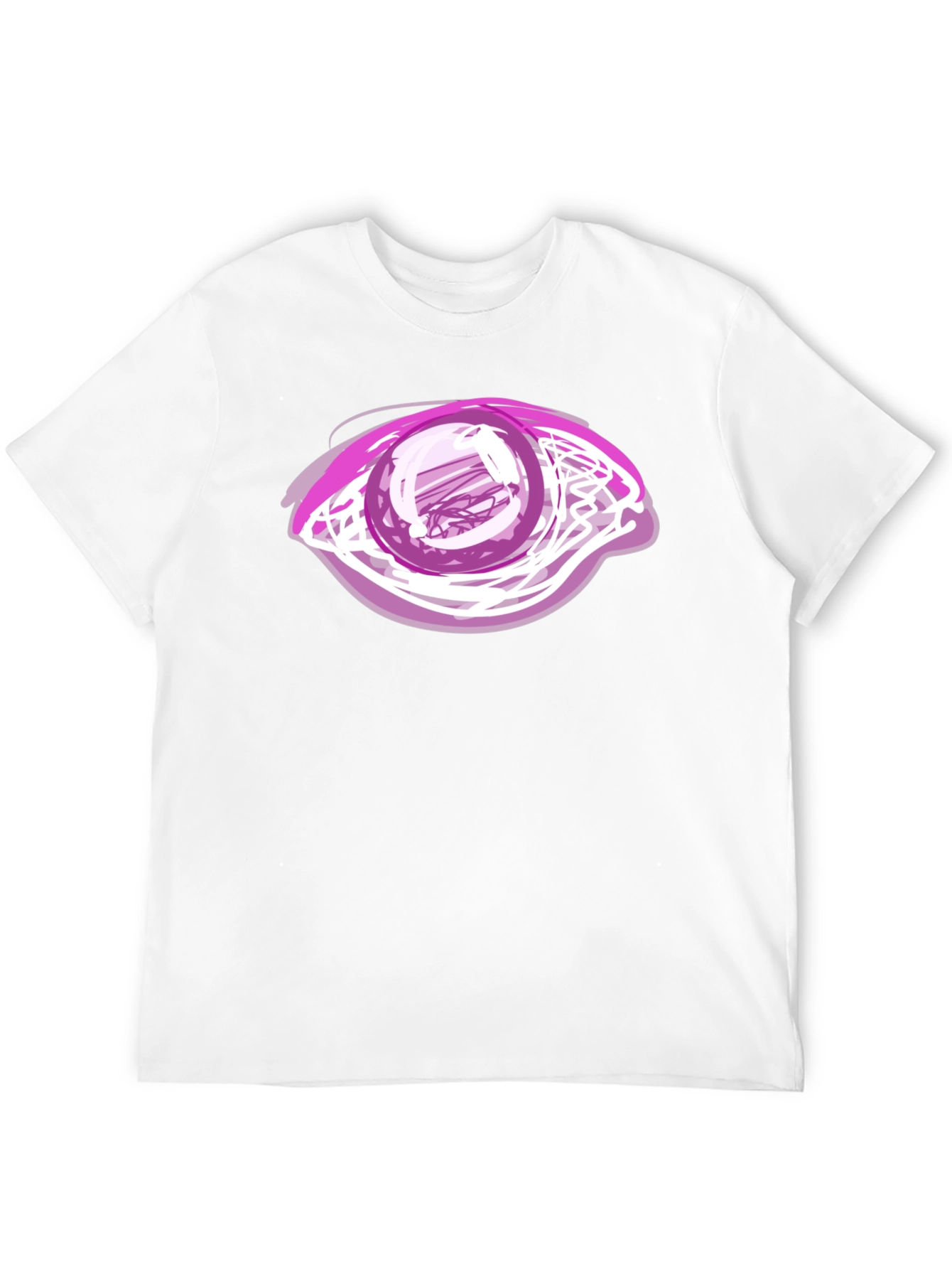 Camiseta Negra con Diseño de Ojo Abstracto Rosa