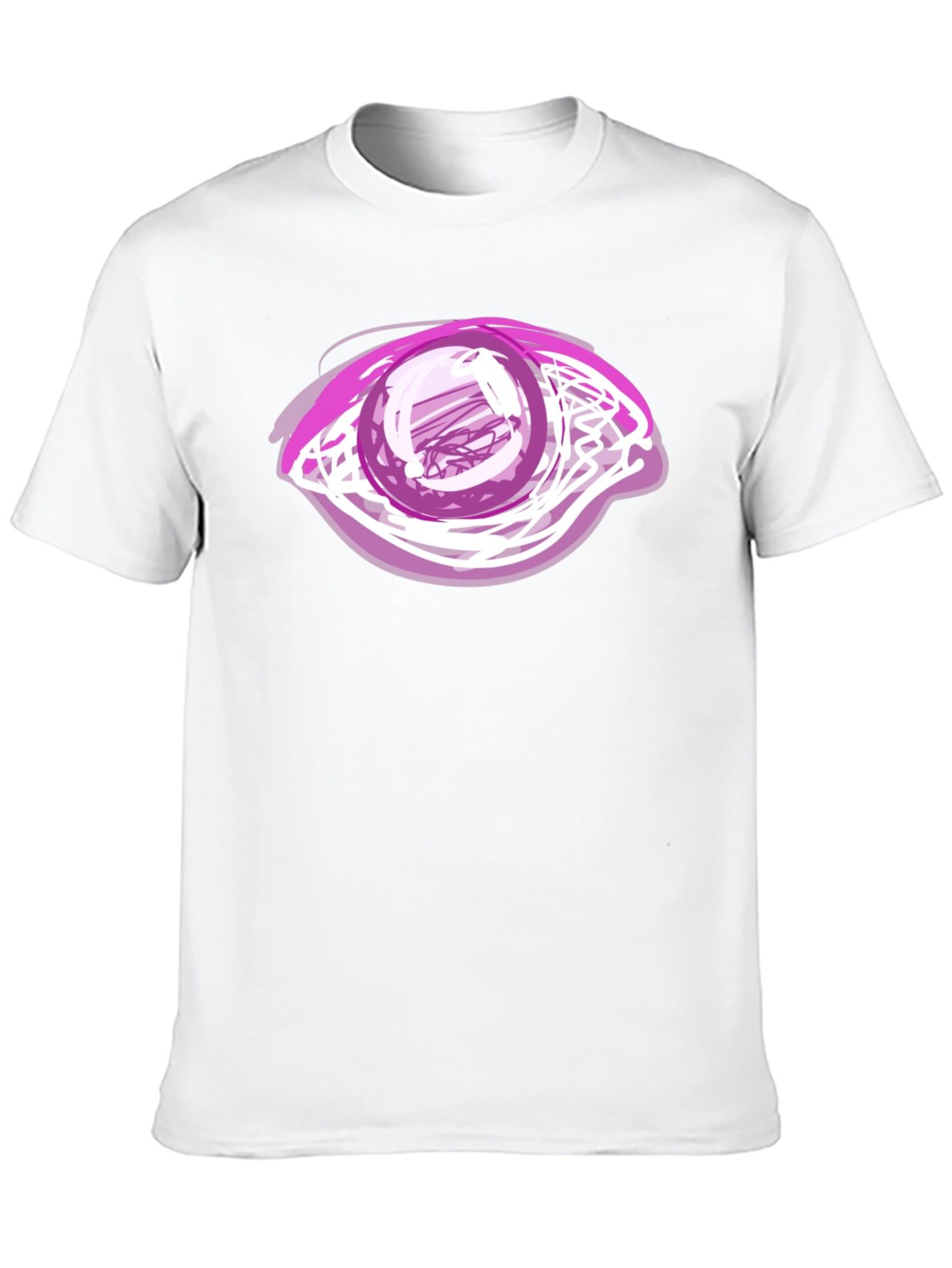 Camiseta Negra con Diseño de Ojo Abstracto Rosa