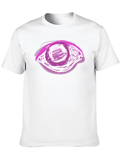 Camiseta Negra con Diseño de Ojo Abstracto Rosa