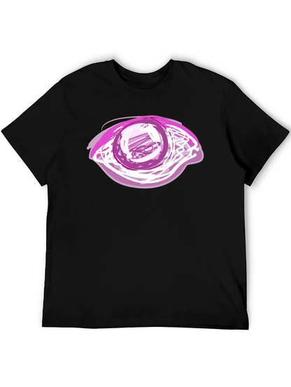 Camiseta Negra con Diseño de Ojo Abstracto Rosa
