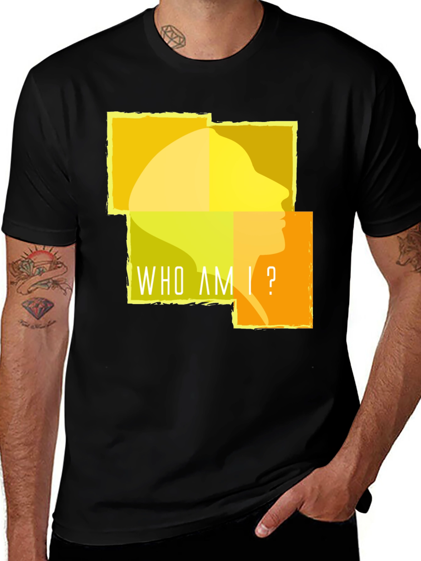 Camiseta Negra ¿Quién Soy Yo? para Hombre
