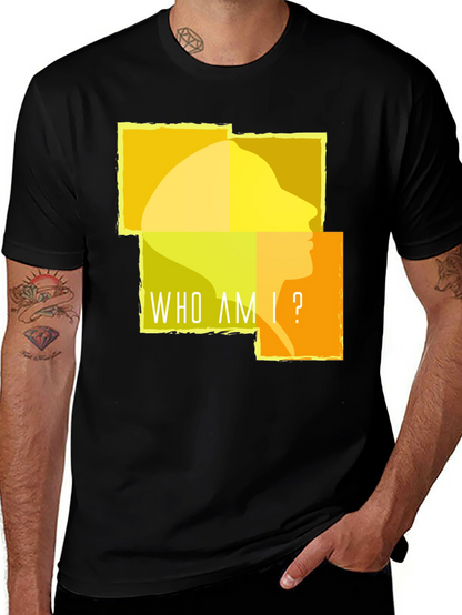 Camiseta Negra ¿Quién Soy Yo? para Hombre